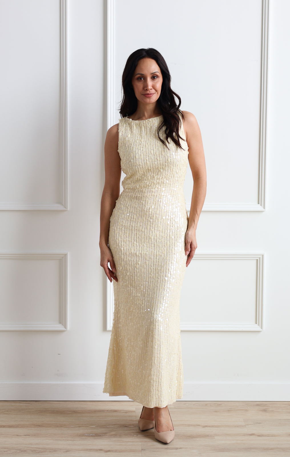 Butter Cream Sequin Midi madaboutstyle Butter Cream Sequin Midi madaboutstyle