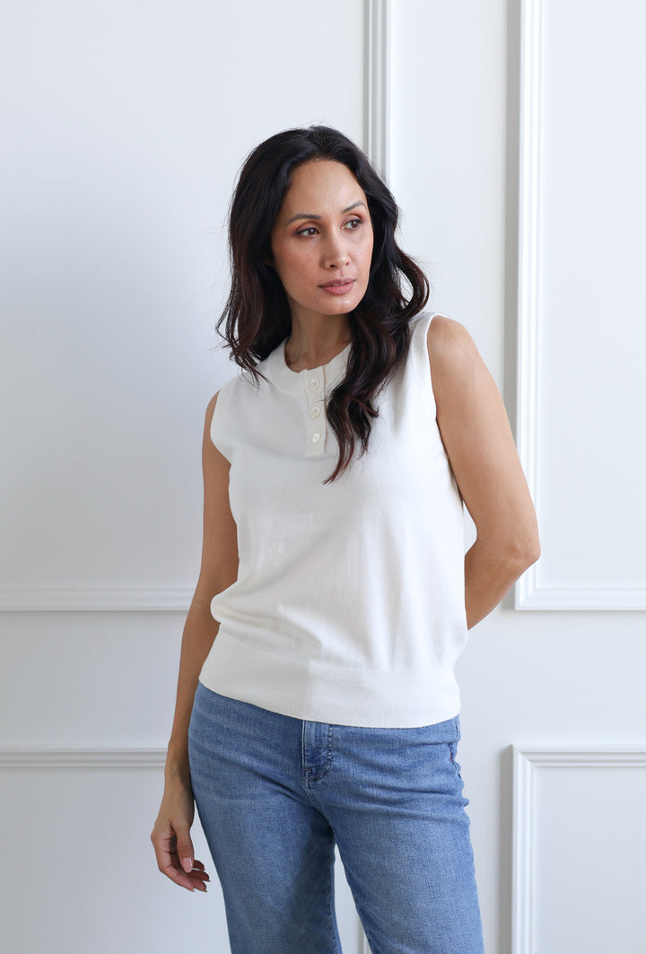 Ivory Sleeveless Polo