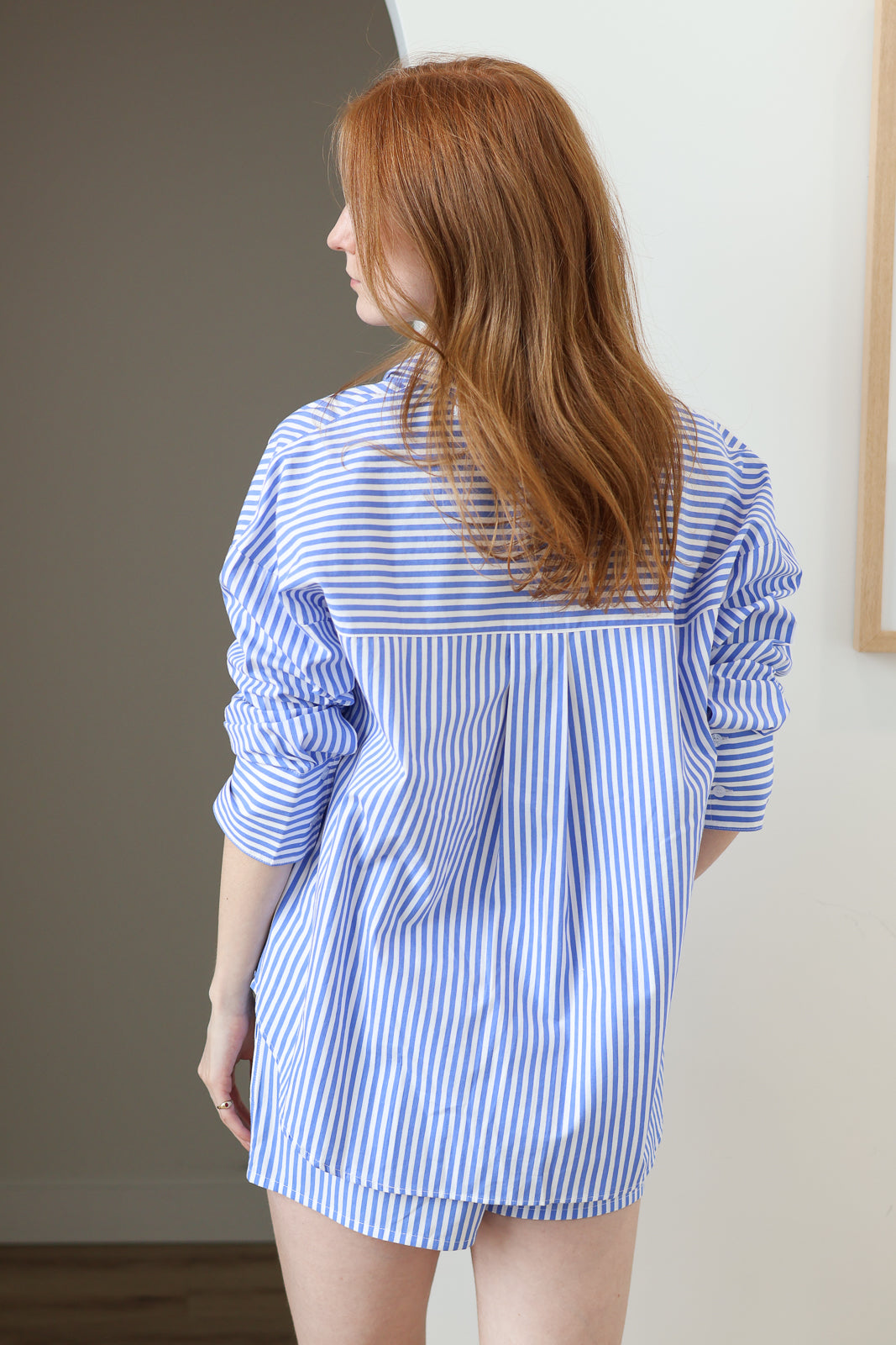 Stripe Poplin Shorts - Cornflower