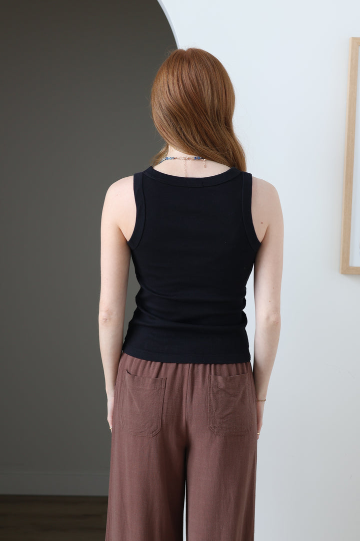 Basic Ribbed Tank - Black