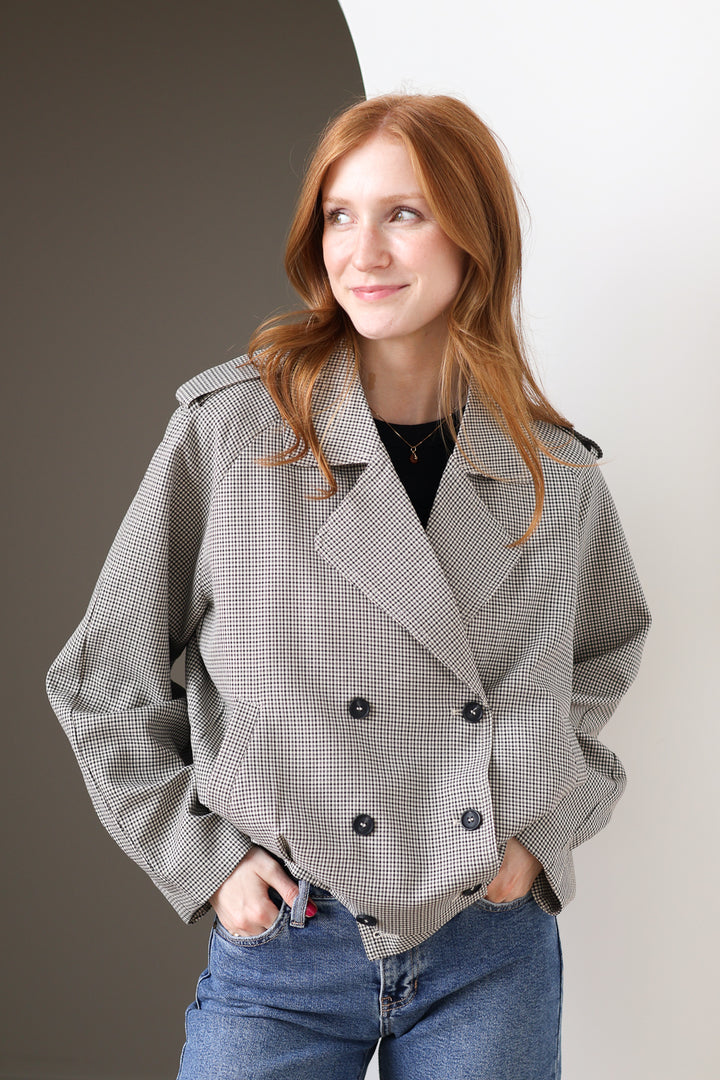 Houndstooth Cropped Trench