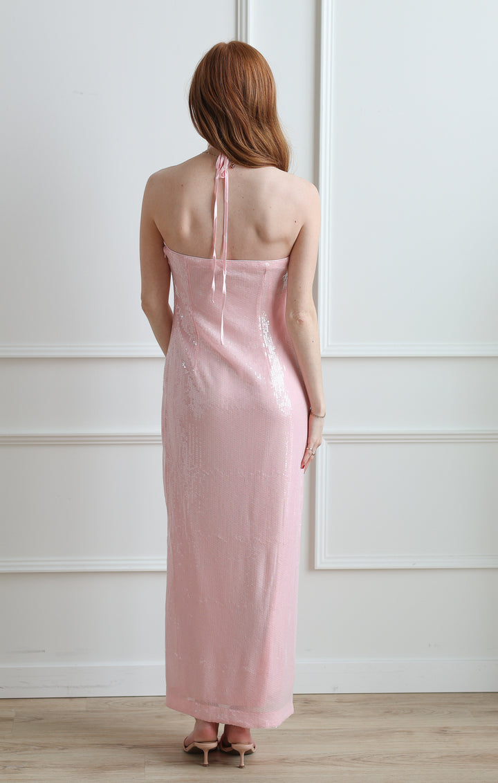 Rose Halter Sequin Maxi