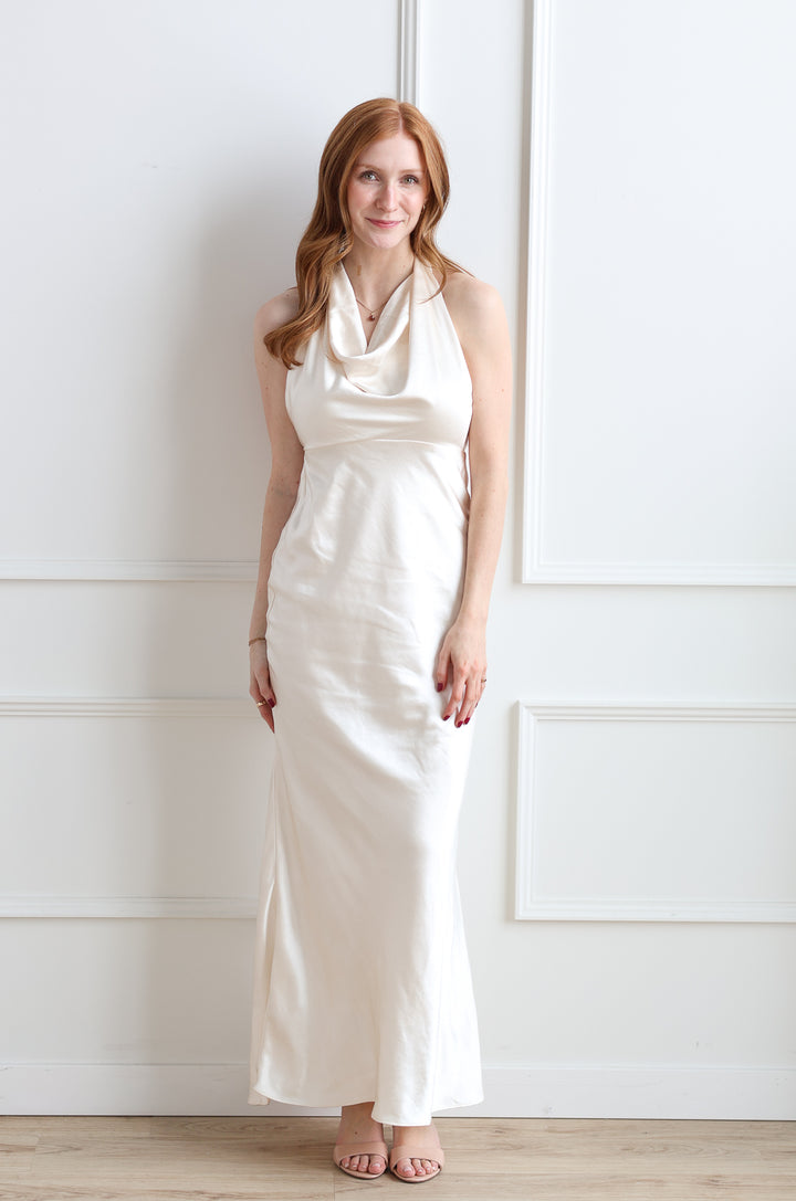 Ivory Satin Cowl Maxi