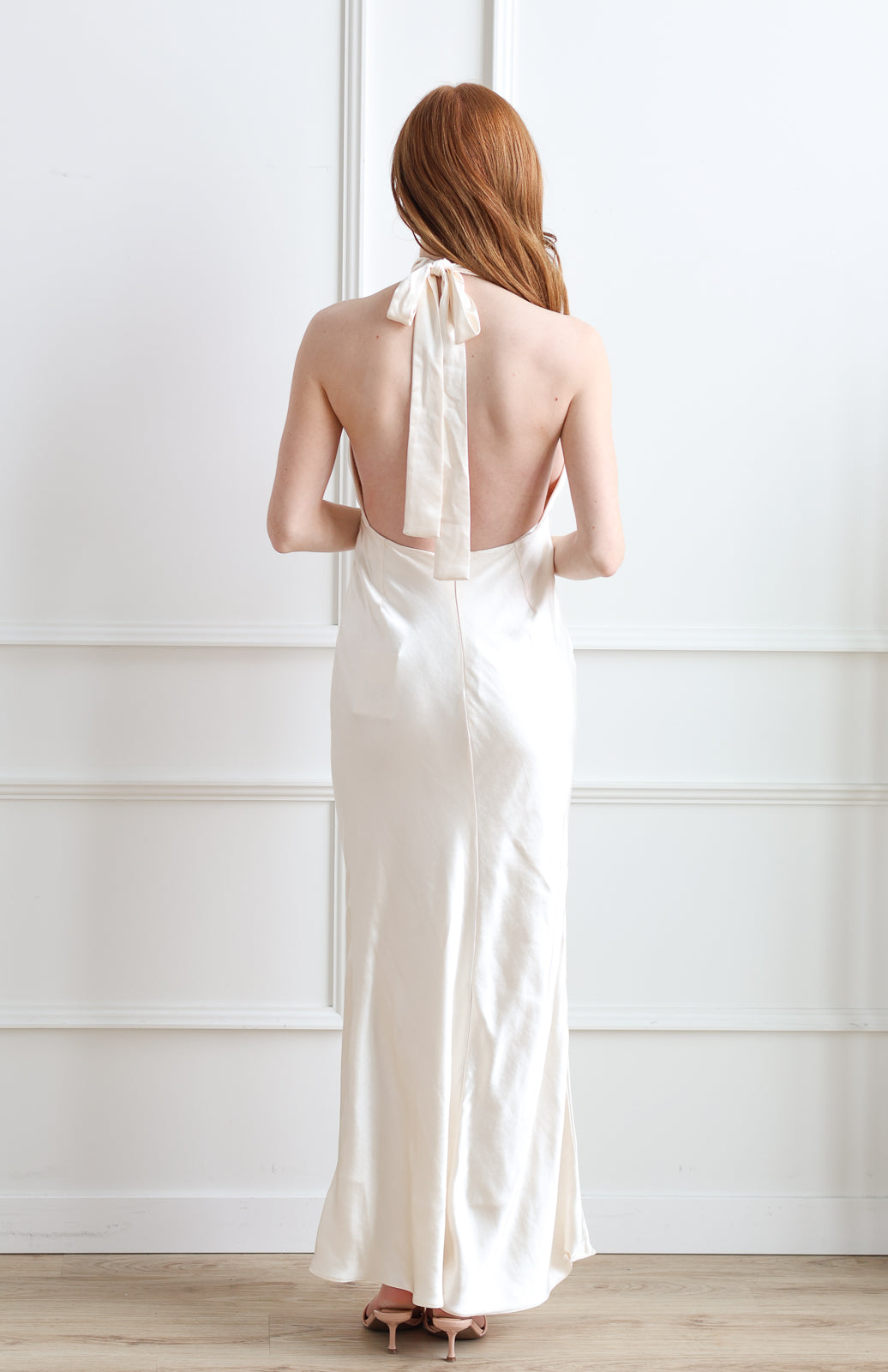Ivory Satin Cowl Maxi