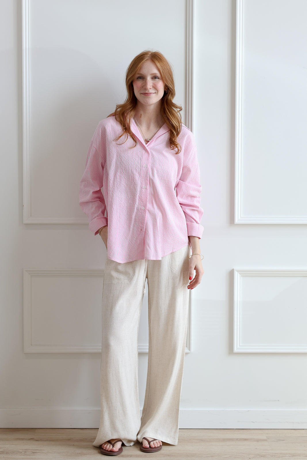 Wide Leg Linen Pant - Natural