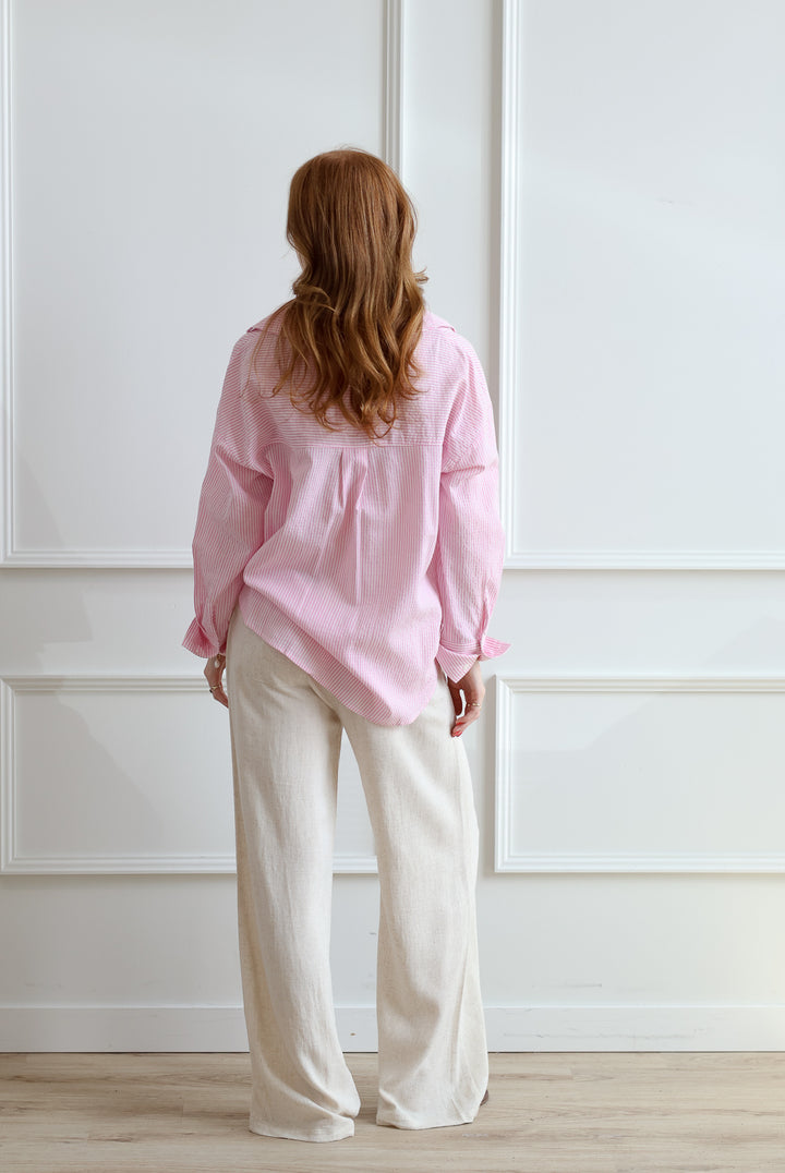 Wide Leg Linen Pant - Natural