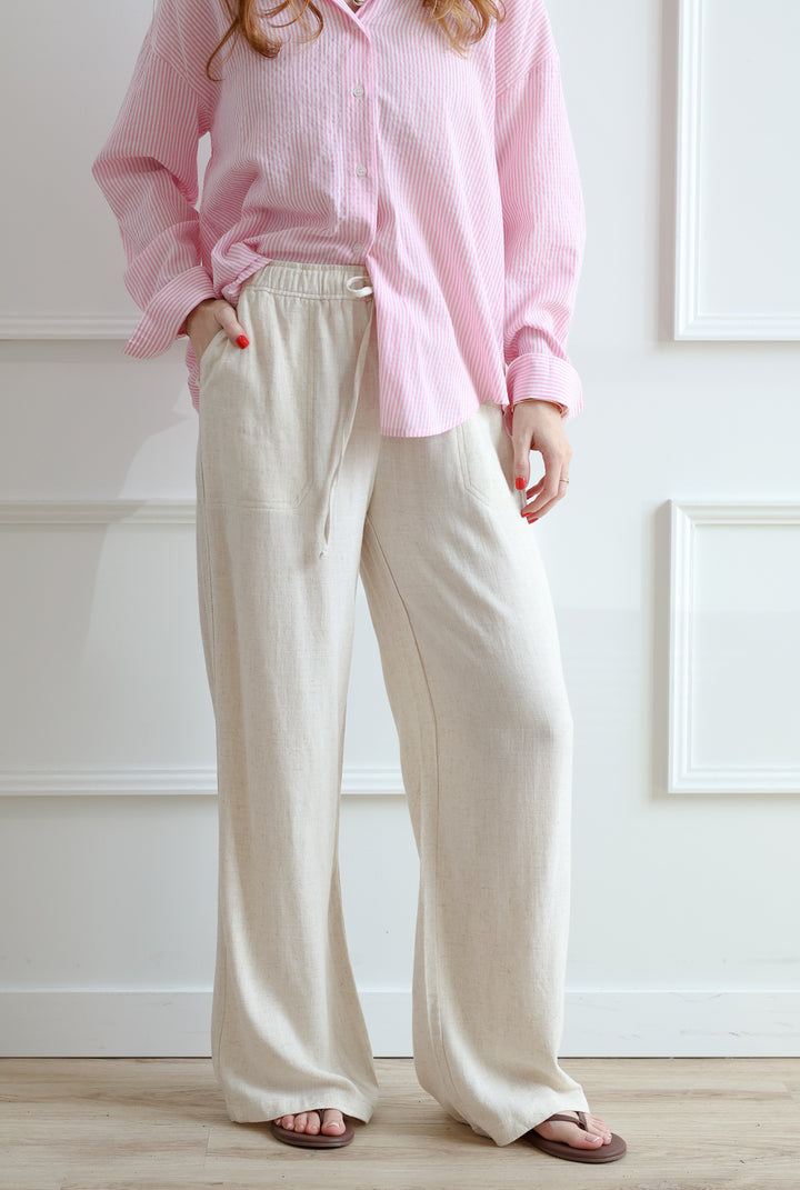 Wide Leg Linen Pant - Natural