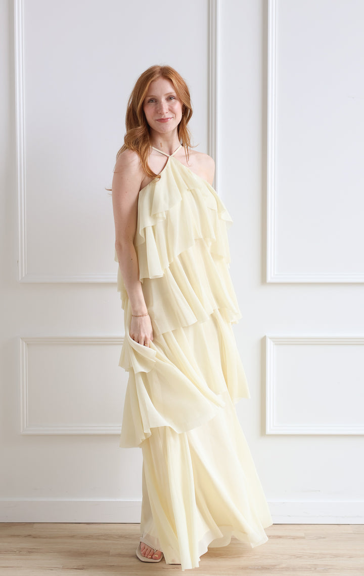 Emery Ruffle Maxi - Butter Milk