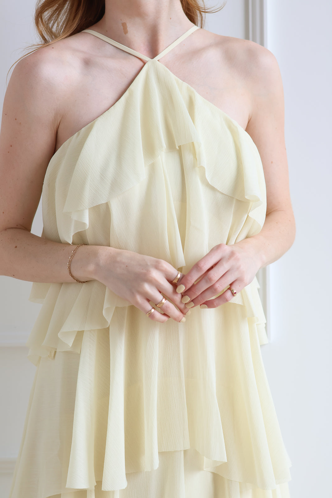 Emery Ruffle Maxi - Butter Milk