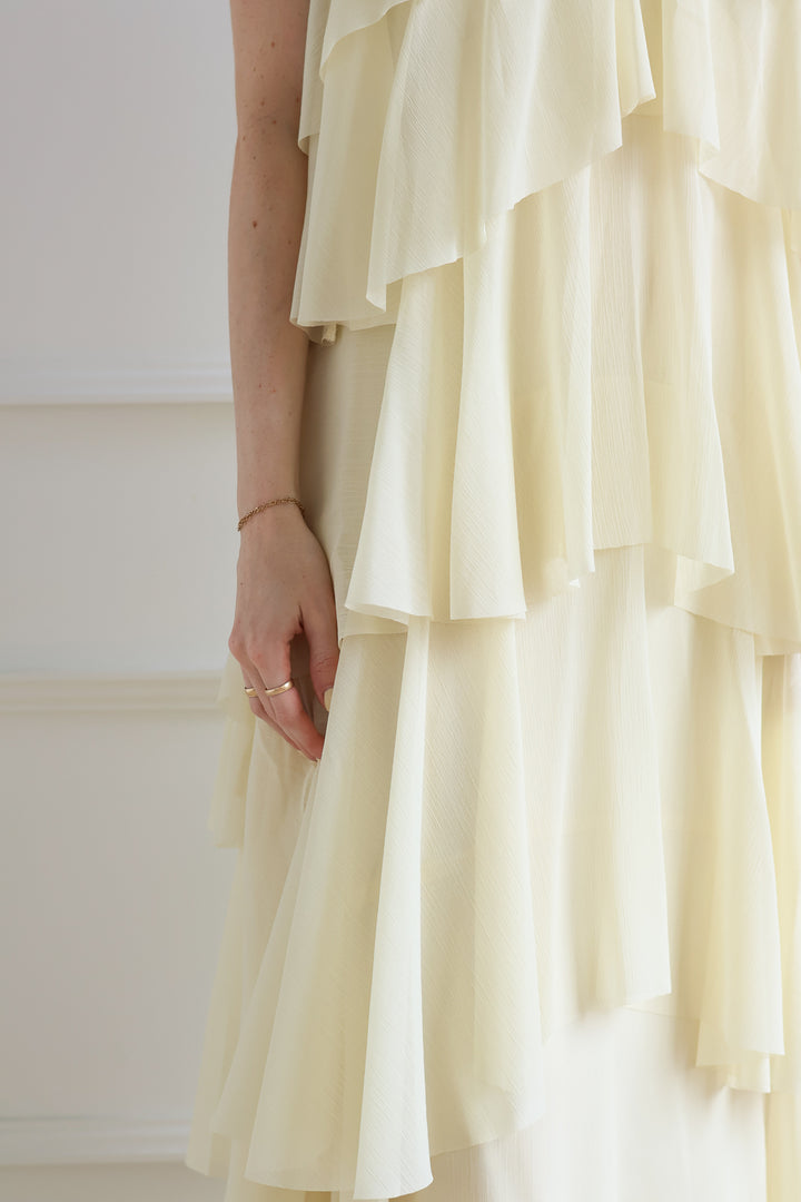 Emery Ruffle Maxi - Butter Milk