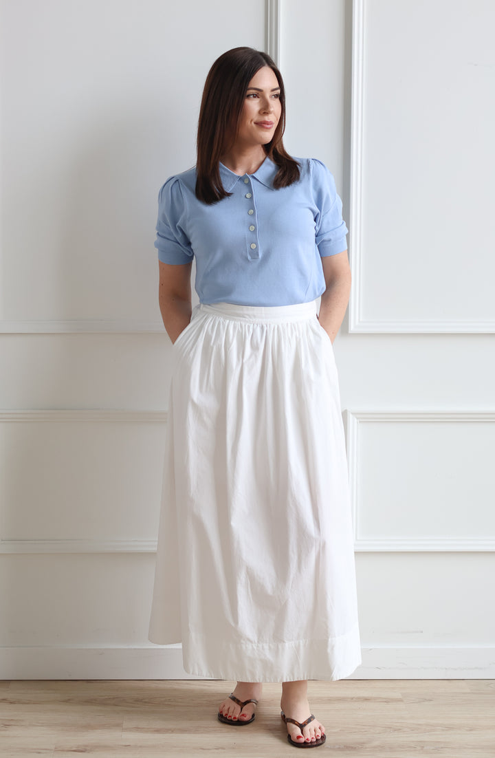 Blair Ankle Poplin Skirt - White