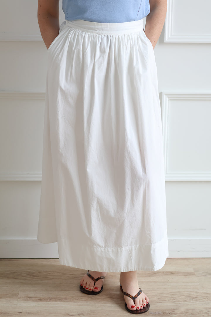 Blair Ankle Poplin Skirt - White
