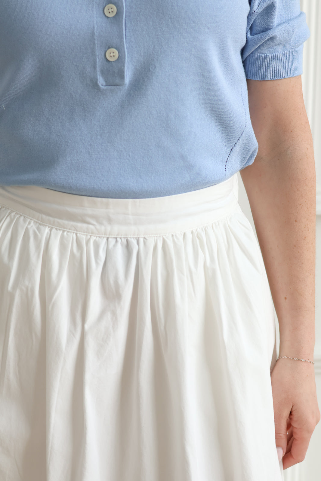 Blair Ankle Poplin Skirt - White