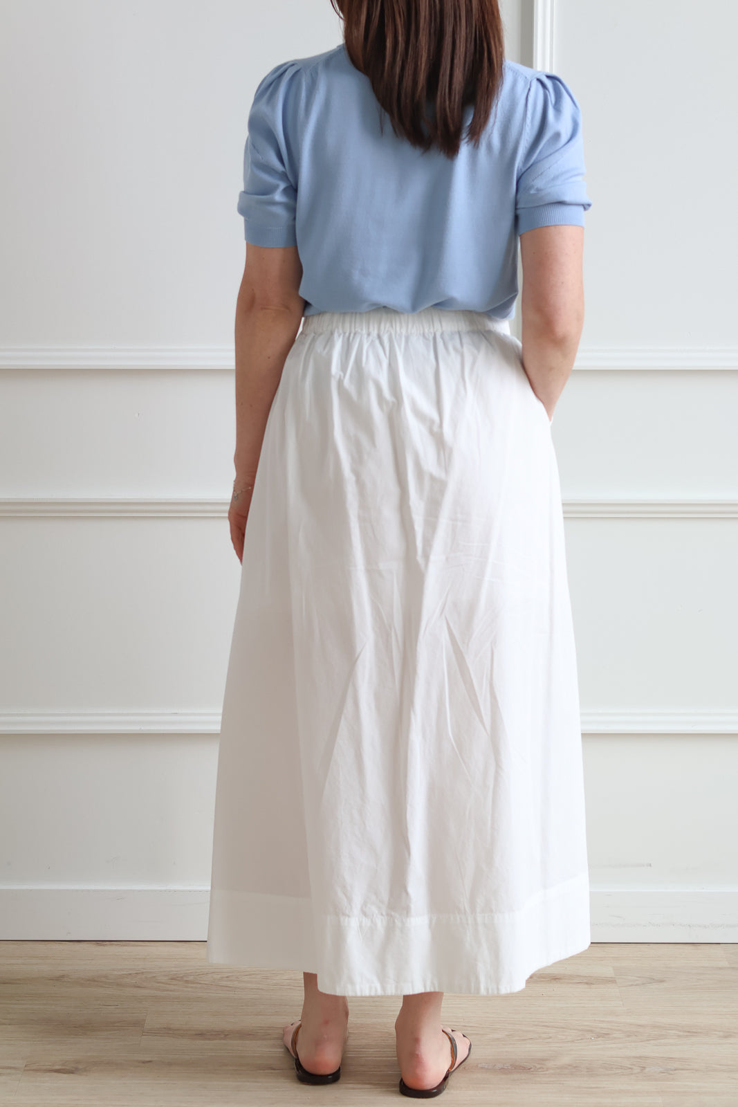 Blair Ankle Poplin Skirt - White
