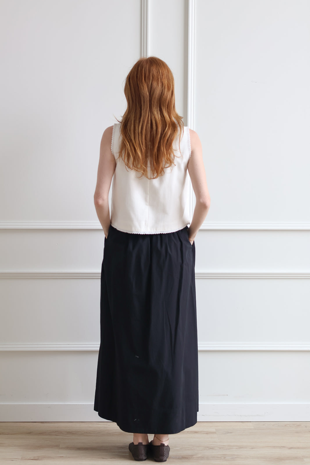 Blair Ankle Poplin Skirt - Black
