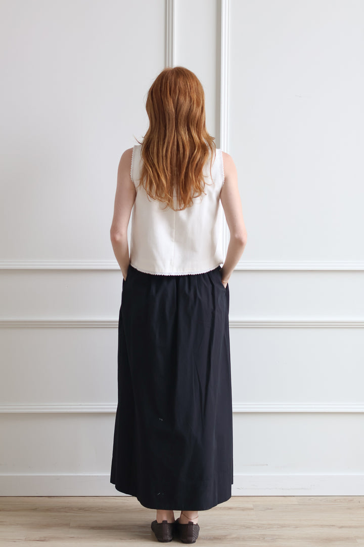 Blair Ankle Poplin Skirt - Black