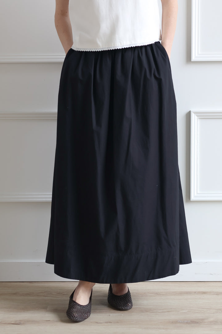 Blair Ankle Poplin Skirt - Black