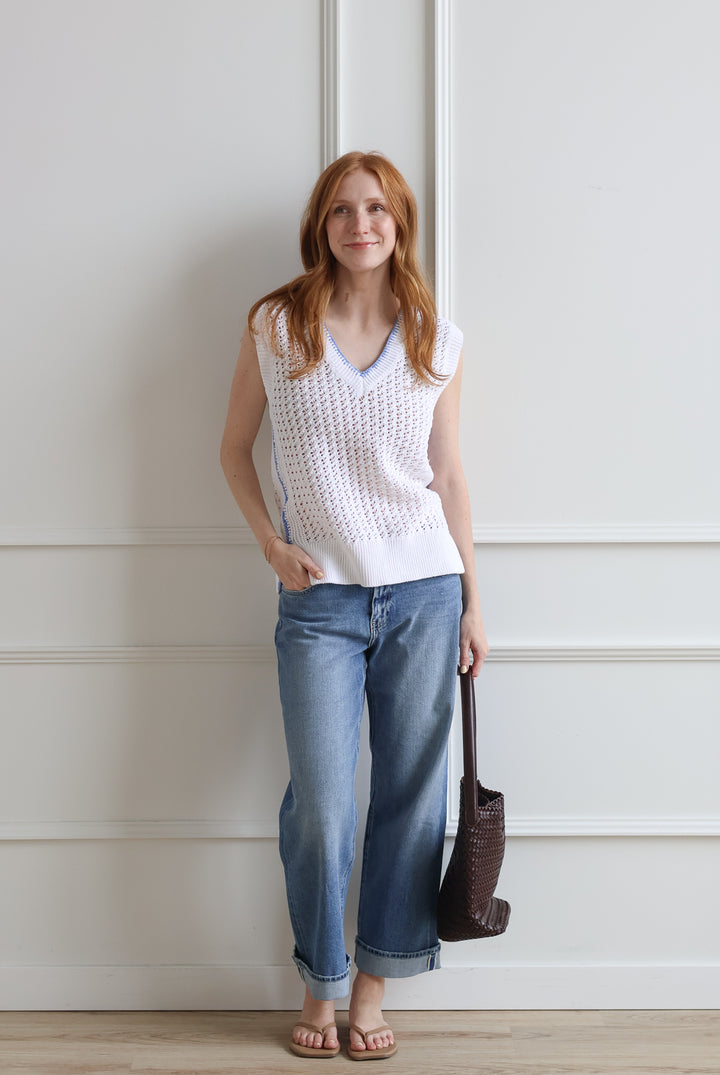 Leone Cornflower Crochet Tank
