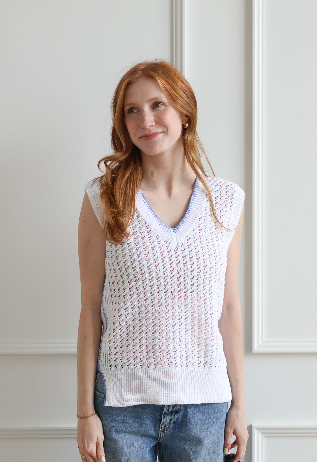Leone Cornflower Crochet Tank
