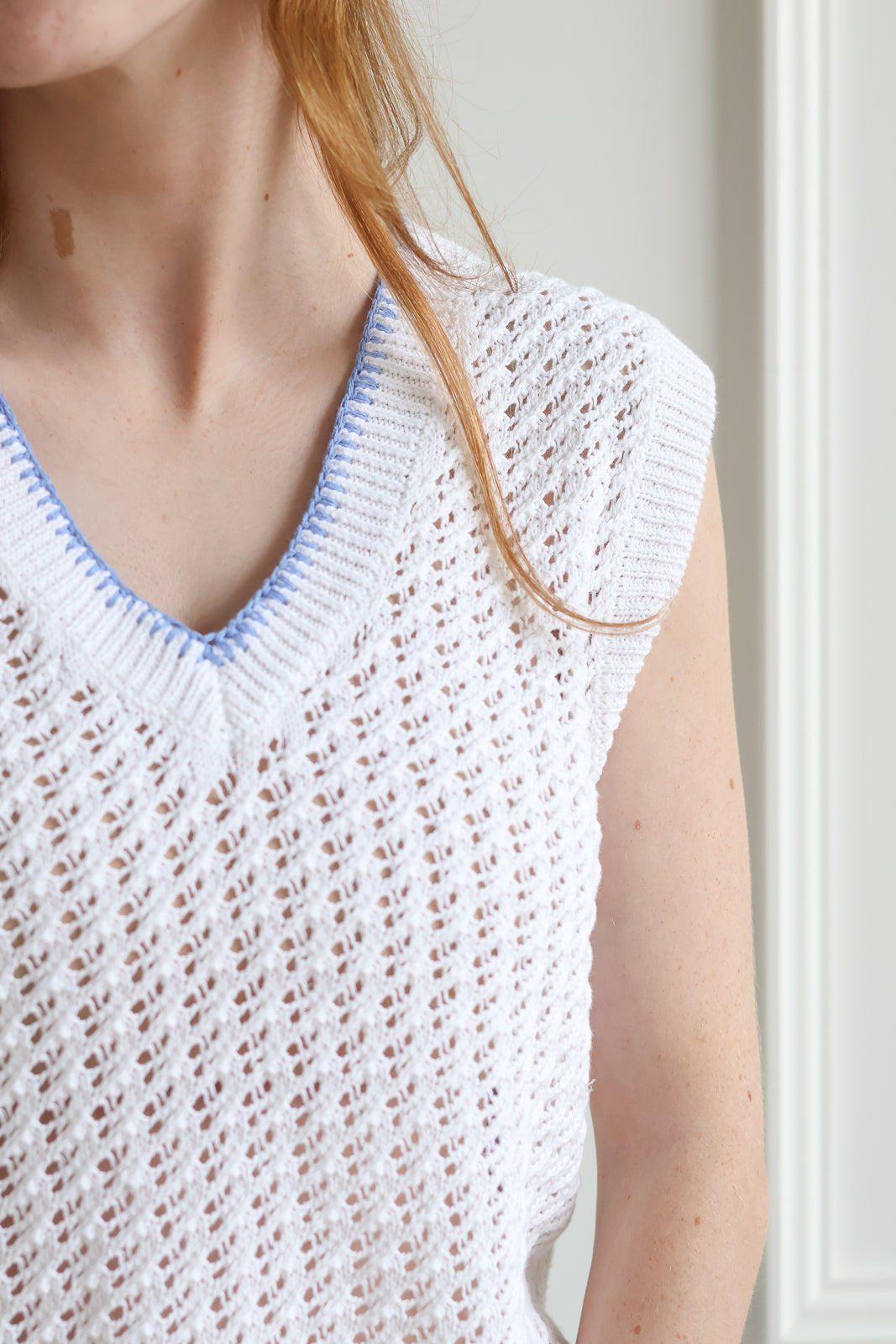 Leone Cornflower Crochet Tank