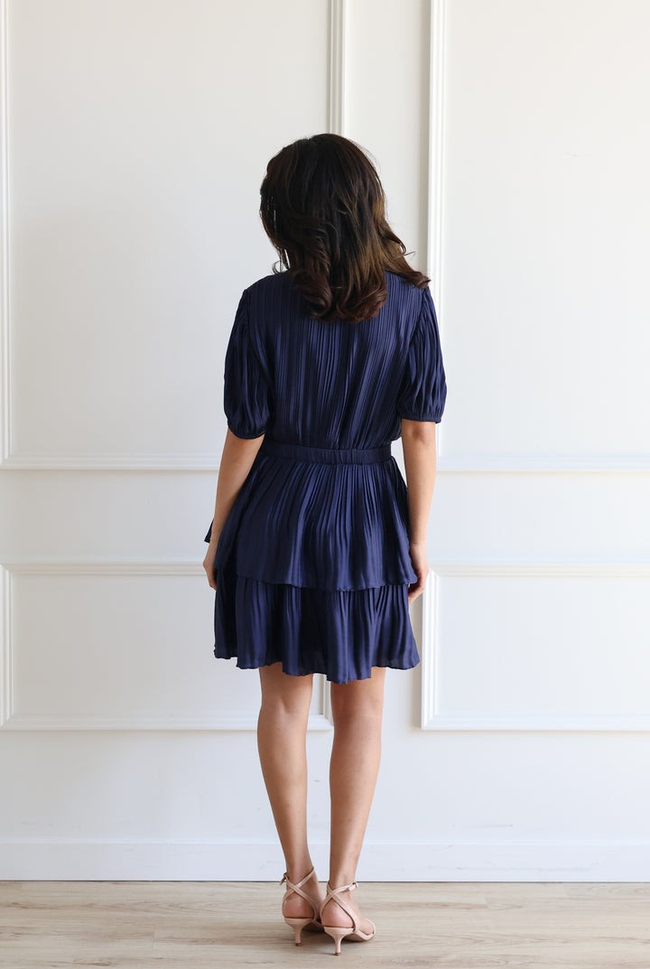 Pleated Navy Mini