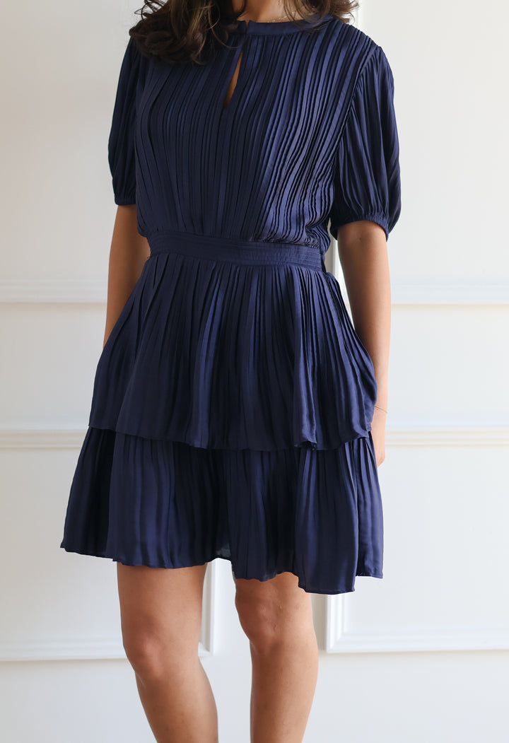 Pleated Navy Mini