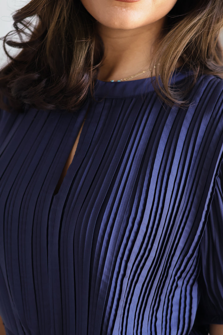 Pleated Navy Mini
