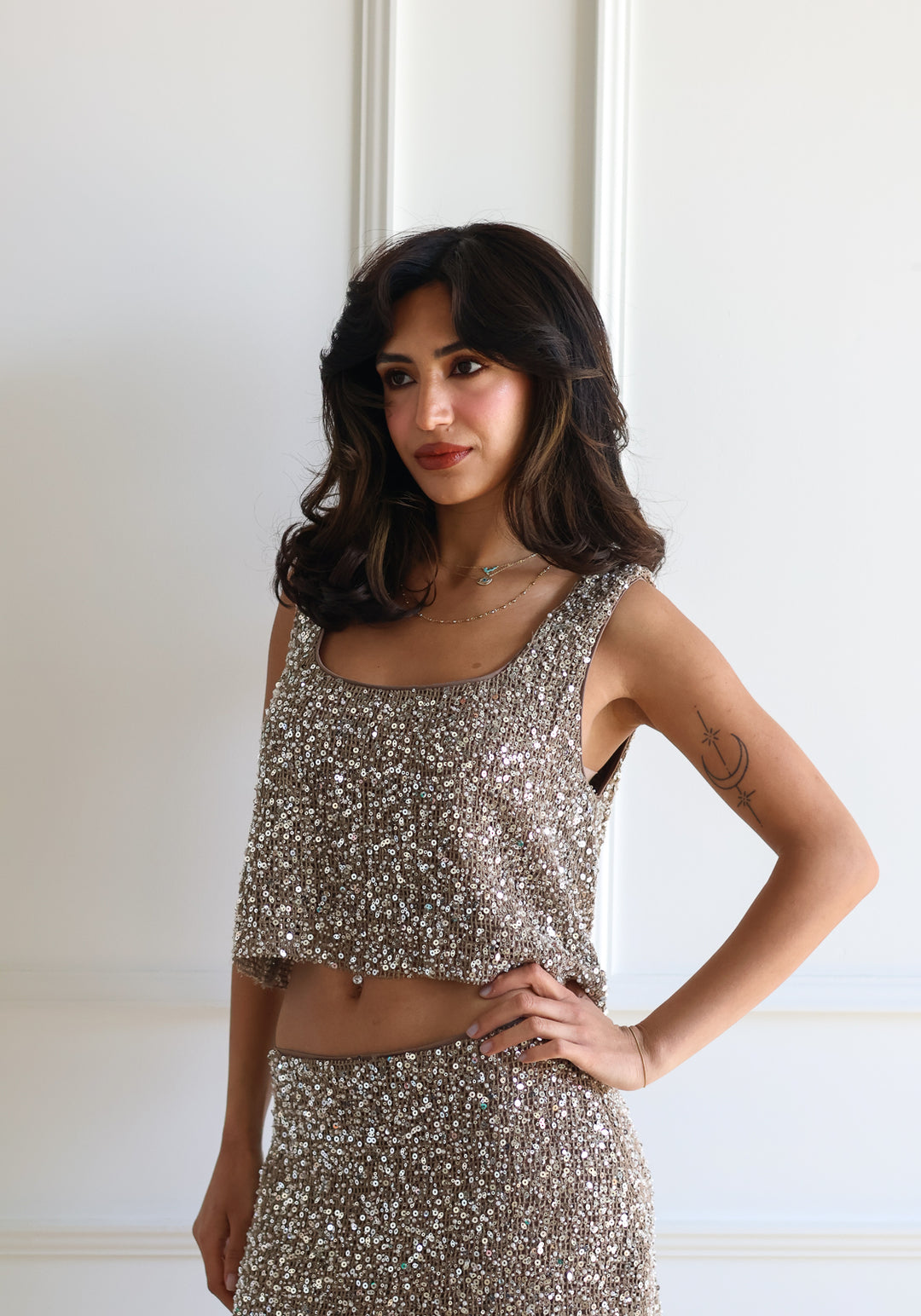 Ibiza Sequin Cropped Tank