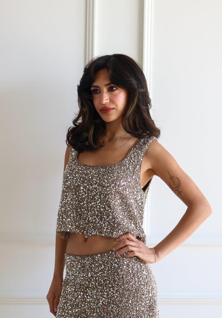 Ibiza Sequin Cropped Tank