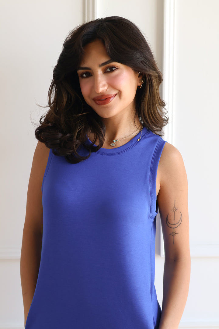 Knit Crew Dress - Cobalt