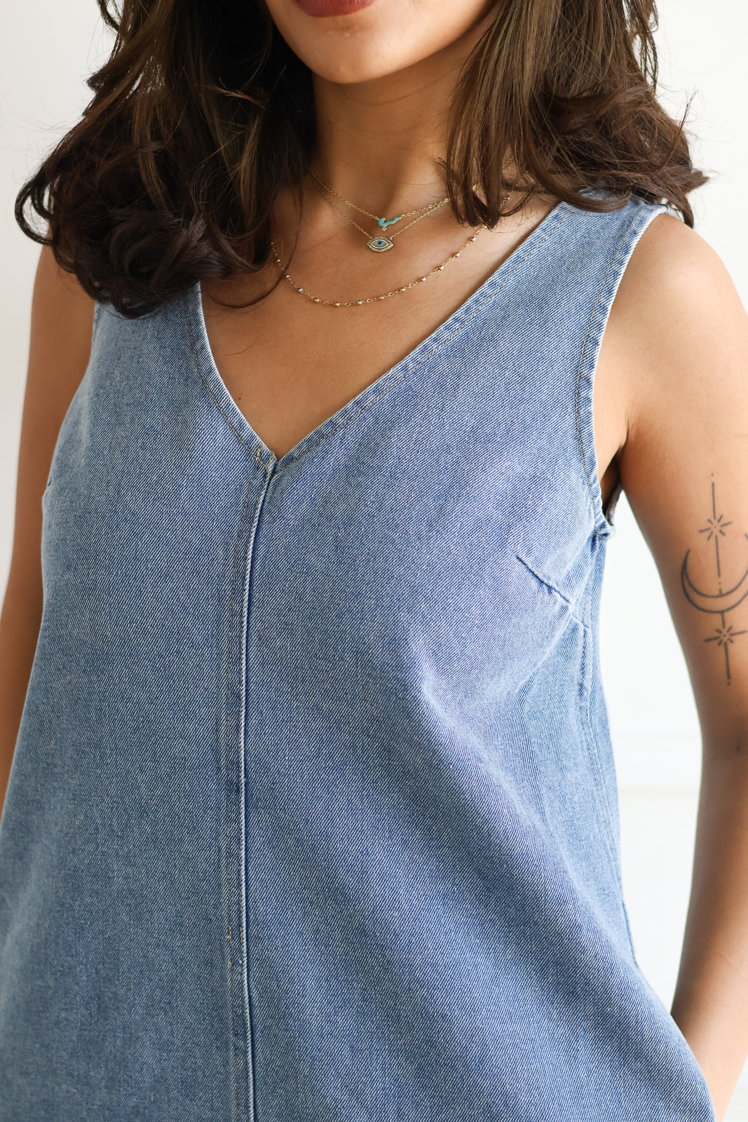 Denim V-Neck Mini