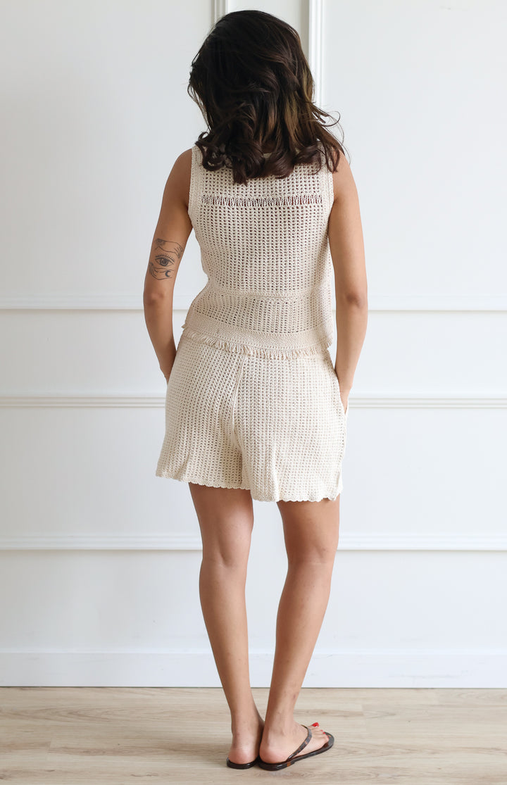 Abeline Crochet Tank - Sand