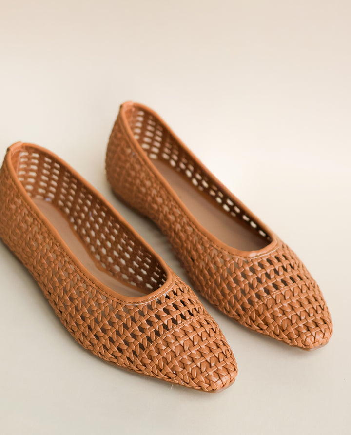 Highway Woven Ballet Flat - Cognac