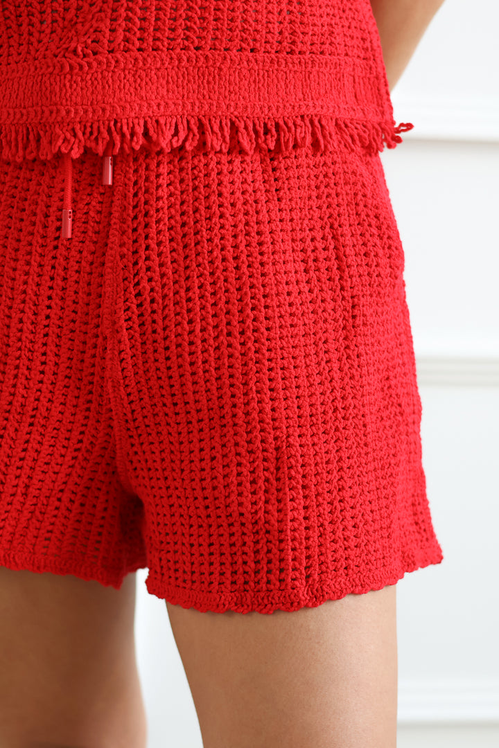 Abeline Crochet Shorts - Apple Red