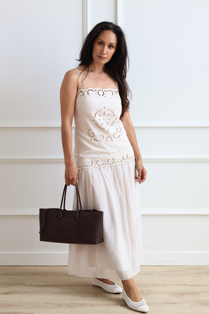 Eyelet Mixed Media Midi
