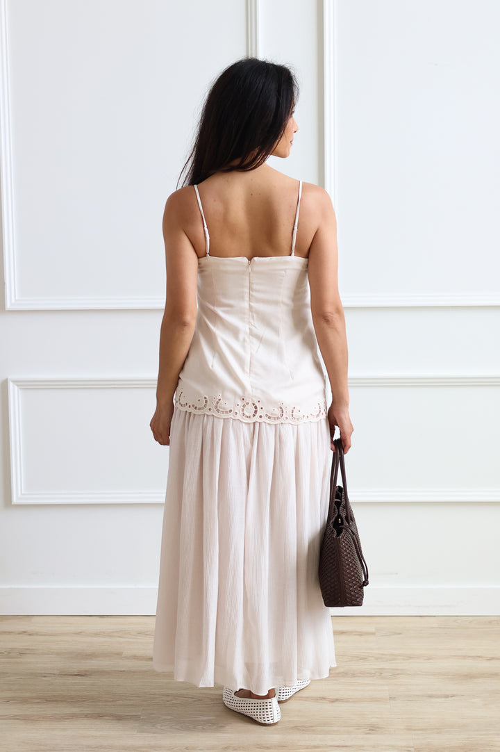 Eyelet Mixed Media Midi