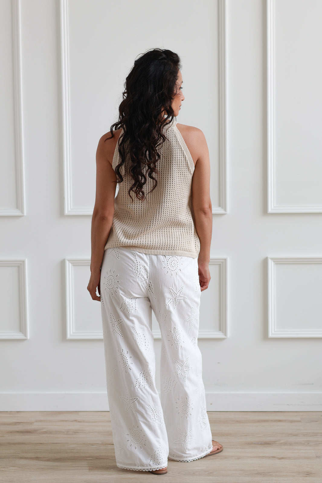 Cropped Coastline Eyelet Pants