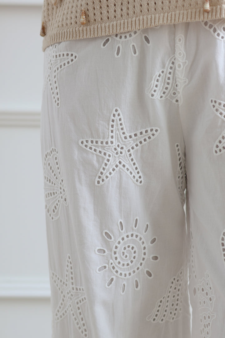 Cropped Coastline Eyelet Pants