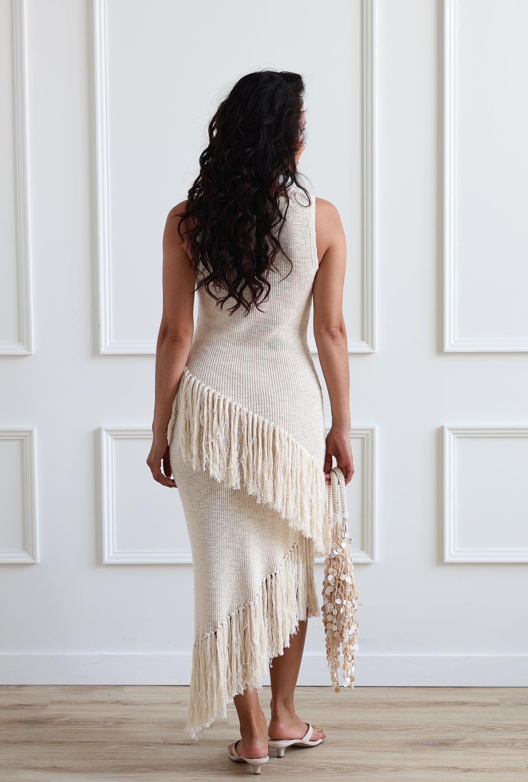 Asymmetrical Fringe Midi - Sea Salt