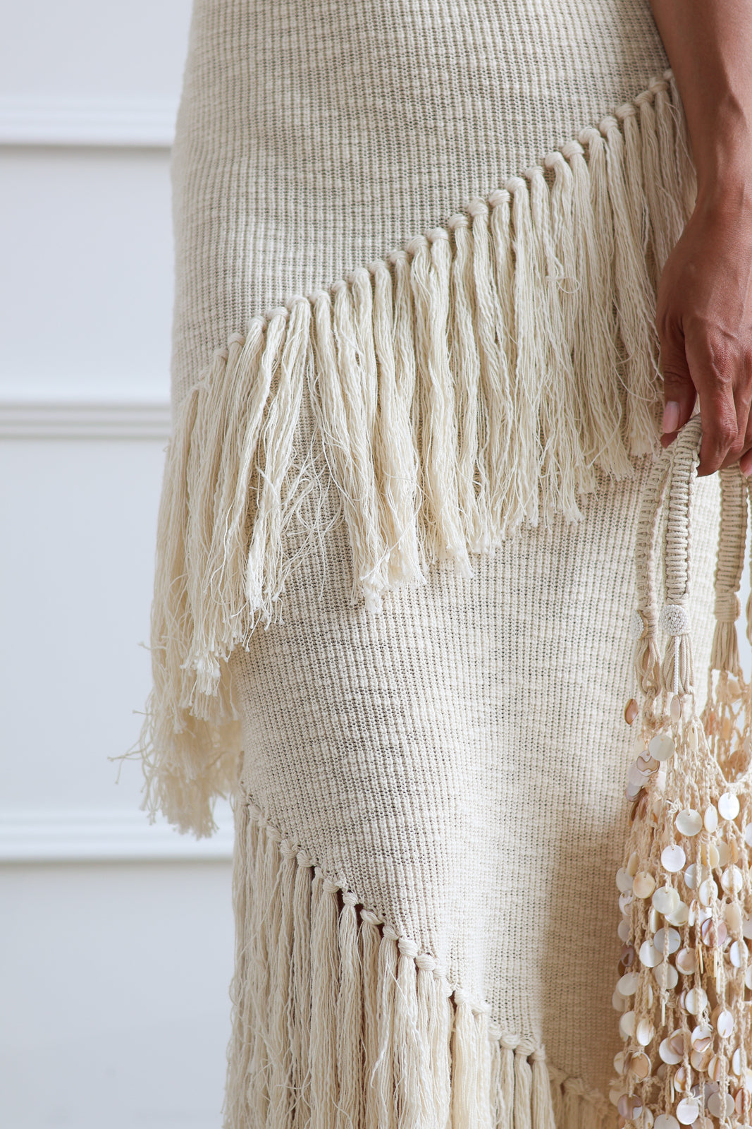 Asymmetrical Fringe Midi - Sea Salt