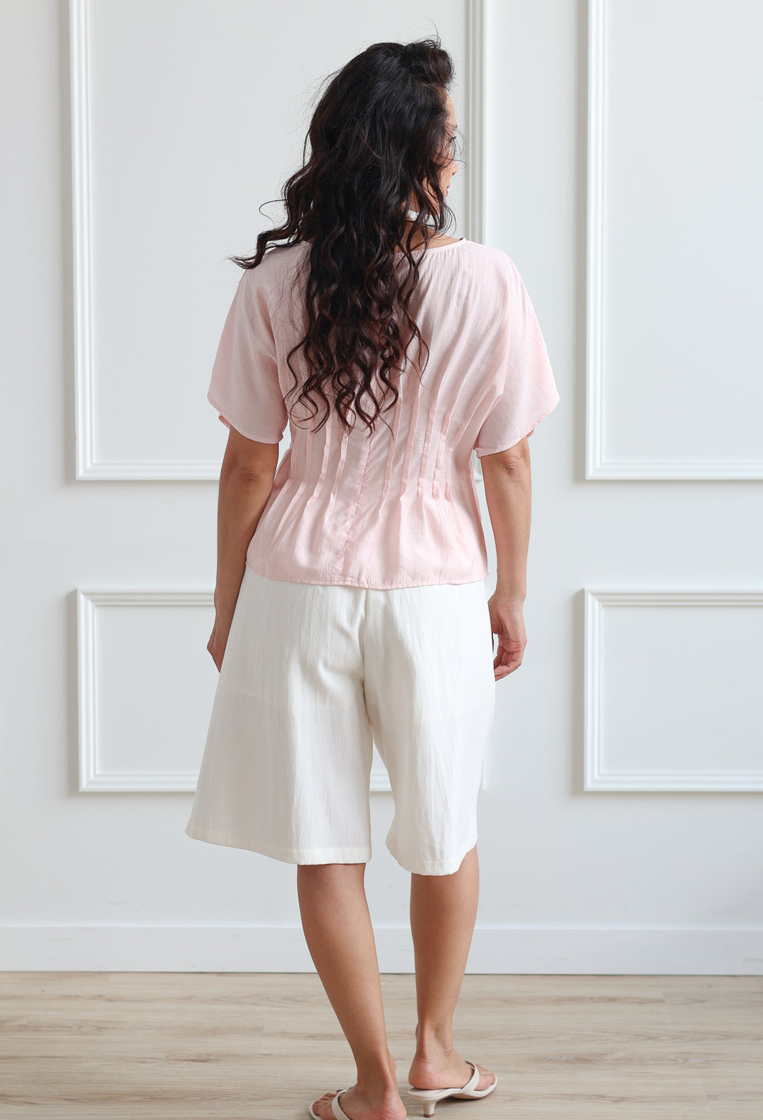 Soft Pink Pleated Top