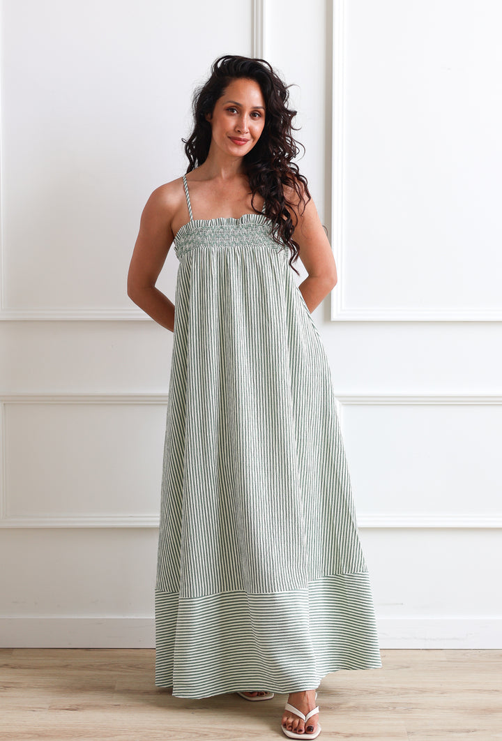 Boardwalk Stripe Maxi - Leaf Green
