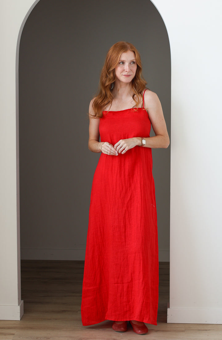 Cherry Linen Maxi