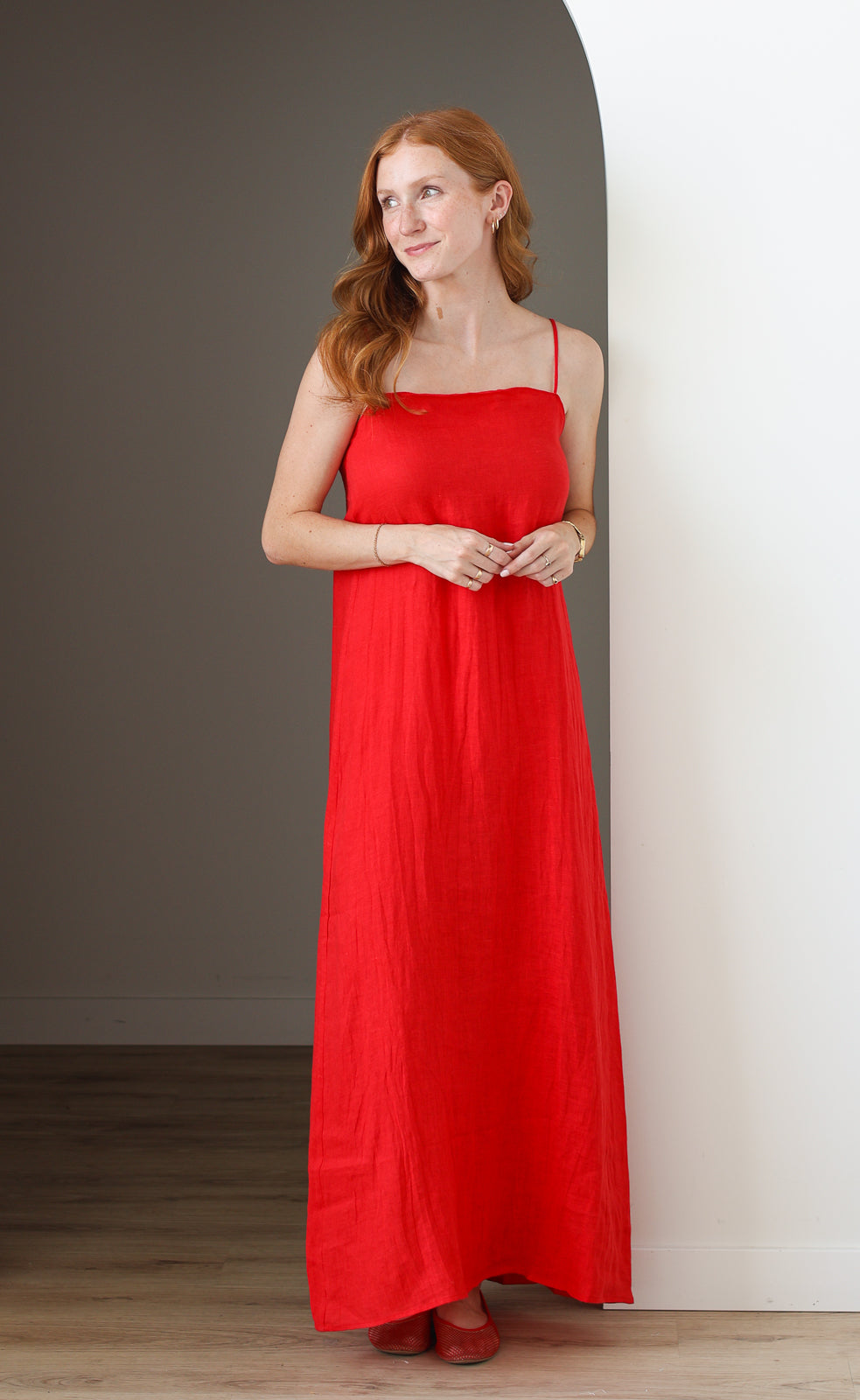 Cherry Linen Maxi