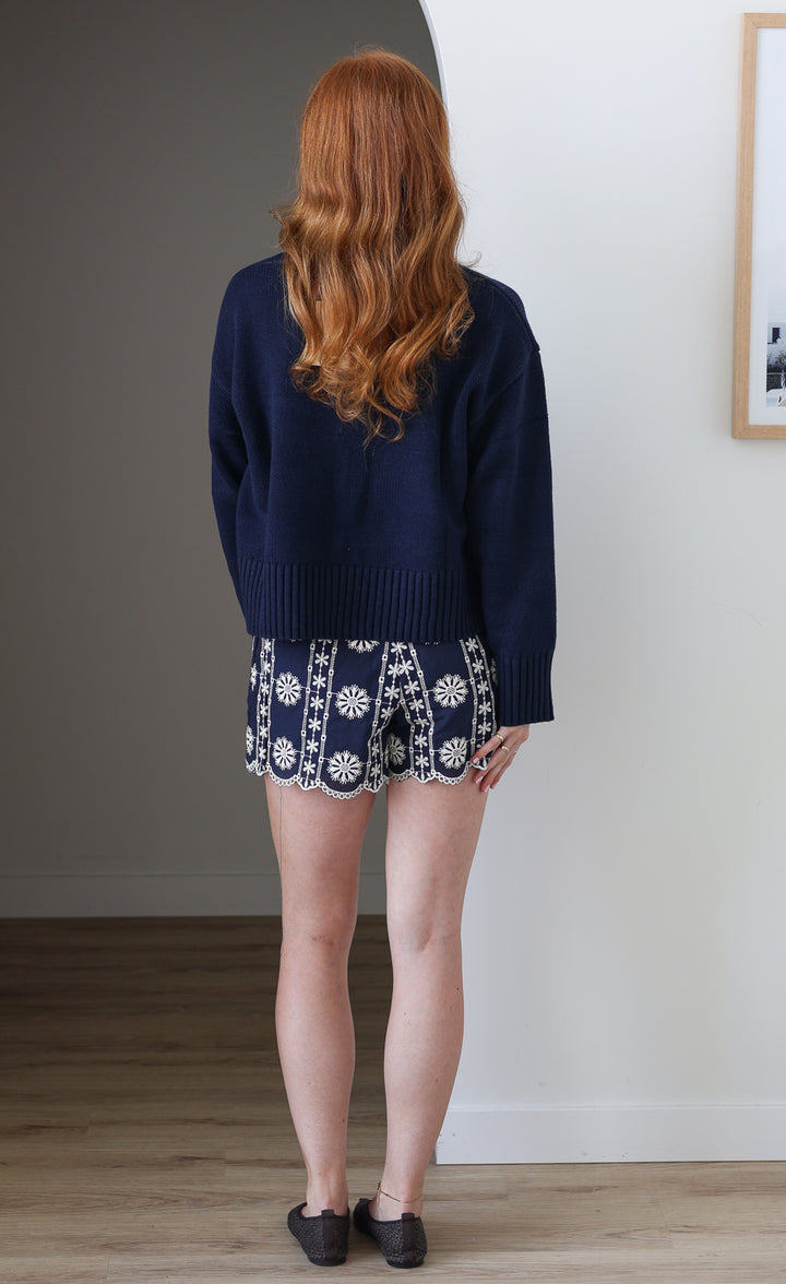 Sailor Navy Lace Short