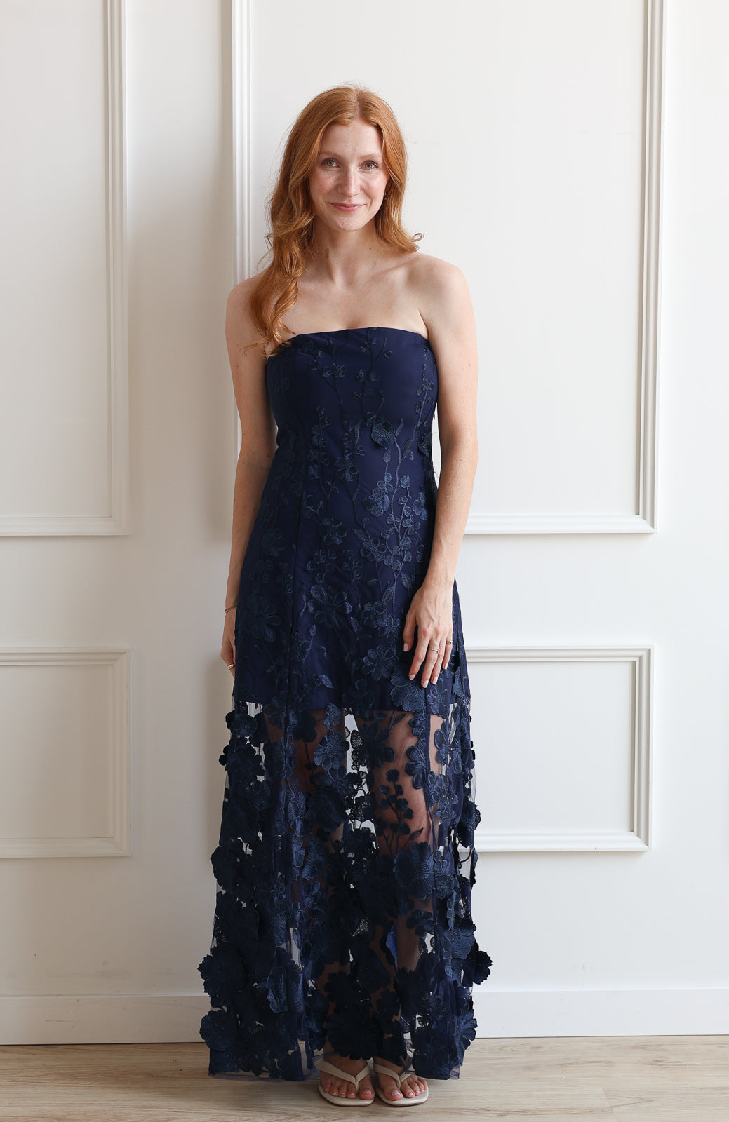 Applique Flower Midi - Navy