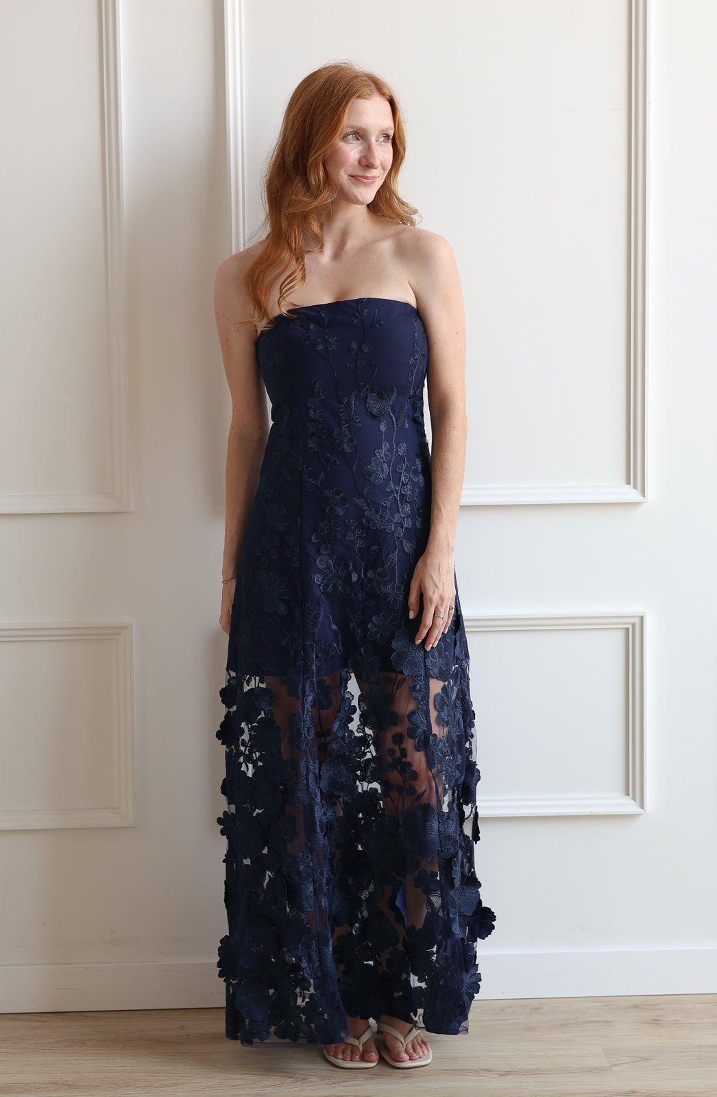Applique Flower Midi - Navy