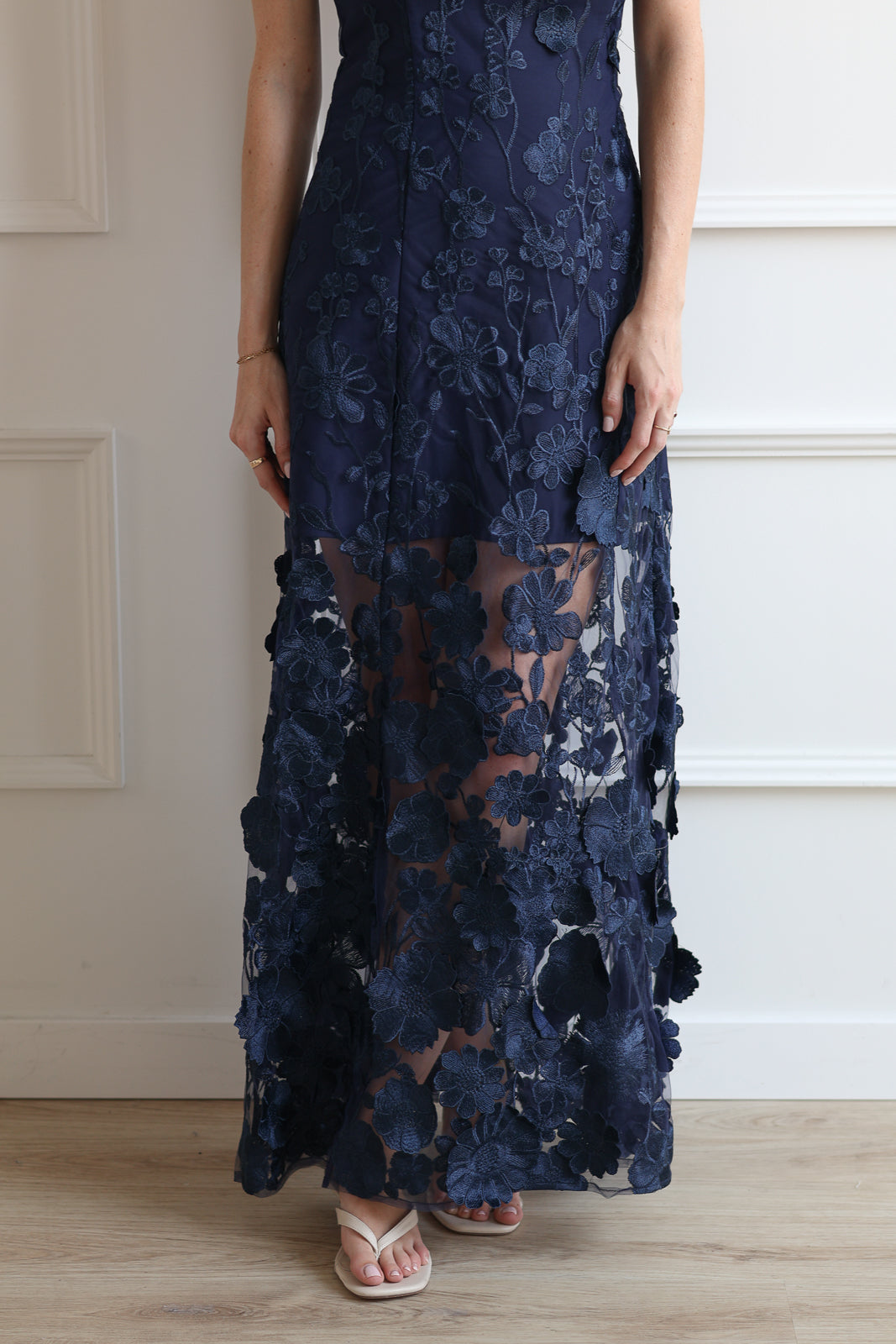 Applique Flower Midi - Navy