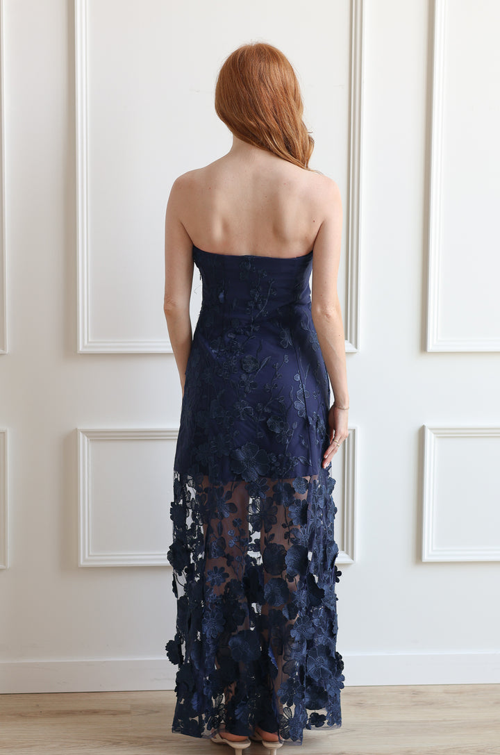 Applique Flower Midi - Navy