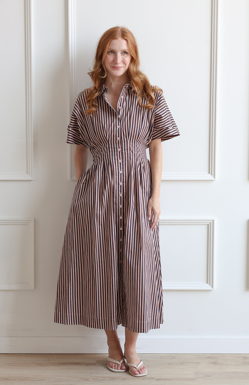 Cappuccino Stripe Cinch Midi